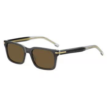 BOSS BOSS1628SKB7 pánske obdĺžnikové slnečné okuliare Dark Havana sivé