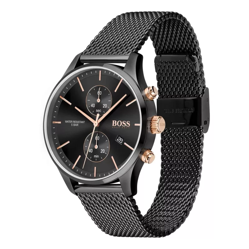 BOSS Hero pánske quartz chronografové hodinky 1513811 42 mm nehrdzavejúca oceľ modrý ciferník