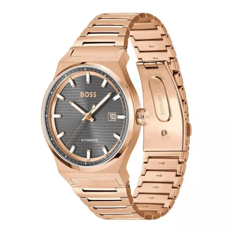 BOSS MAN 1514185 quartzové analógové hodinky 41mm čierny ciferník kožený remienok