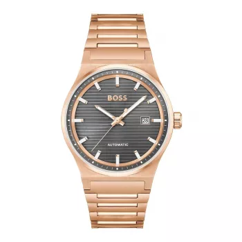 BOSS MAN 1514185 quartzové analógové hodinky 41mm čierny ciferník kožený remienok