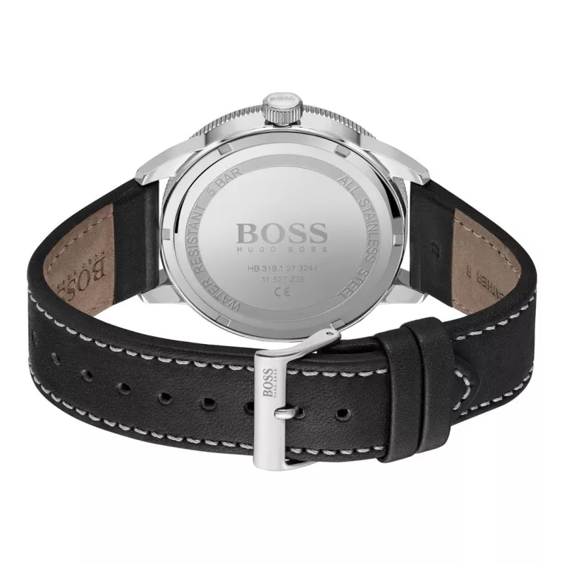 BOSS pánske Grand Prix chronograf hodinky 1513898 44mm čierny ciferník kožený remienok