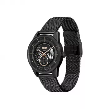 BOSS pánske Velocity chronograf quartz hodinky 42mm modrý ciferník nerezová oceľ mesh 1514035