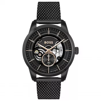 BOSS pánske Velocity chronograf quartz hodinky 42mm modrý ciferník nerezová oceľ mesh 1514035