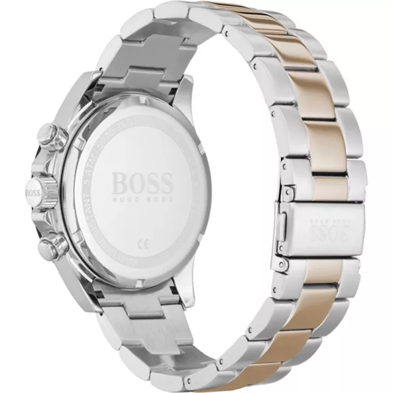 BOSS pánske hodinky 1513757 43mm nerezová oceľ modrý ciferník hnedá koža chronograf