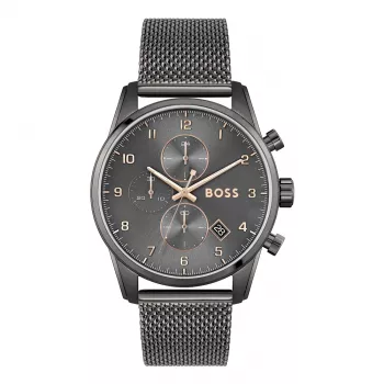 BOSS pánske hodinky 1513837 Skymaster chronograf modrý ciferník nehrdzavejúca oceľ 44mm