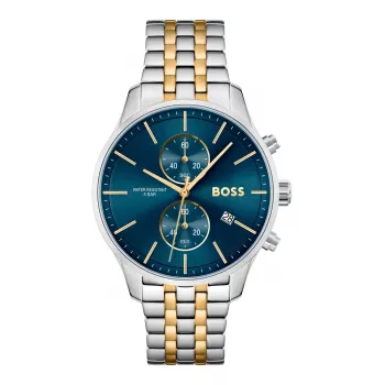 BOSS pánske hodinky 1513976 (42 mm) - modrý ciferník, hnedý kožený remienok