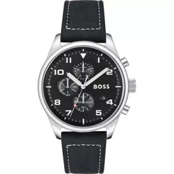 BOSS pánske hodinky 1513987 44 mm nehrdzavejúca oceľ modrý ciferník chronograf