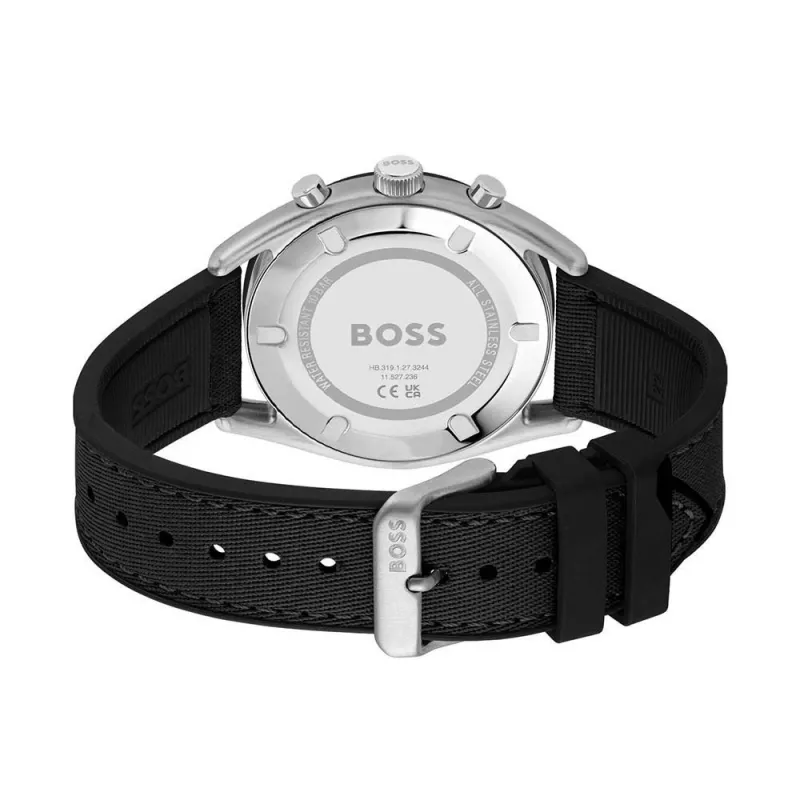 BOSS pánske hodinky 1514091 44 mm modrý ciferník hnedý kožený remienok chronograf quartz