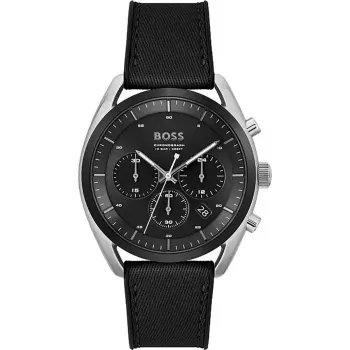 BOSS pánske hodinky 1514091 44 mm modrý ciferník hnedý kožený remienok chronograf quartz