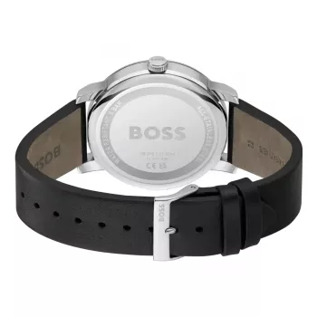 BOSS pánske hodinky 1514125 Velocity quartzový chronograf 44 mm modrý ciferník hnedý kožený remienok