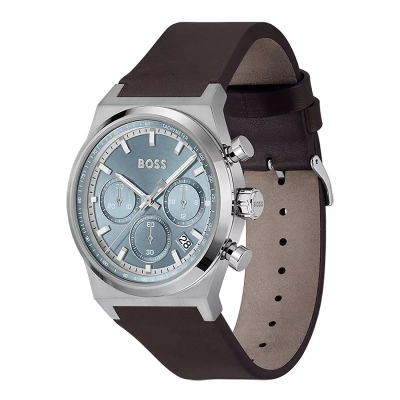 BOSS pánske hodinky 1514219 41mm nerezová oceľ modrý ciferník chronograf