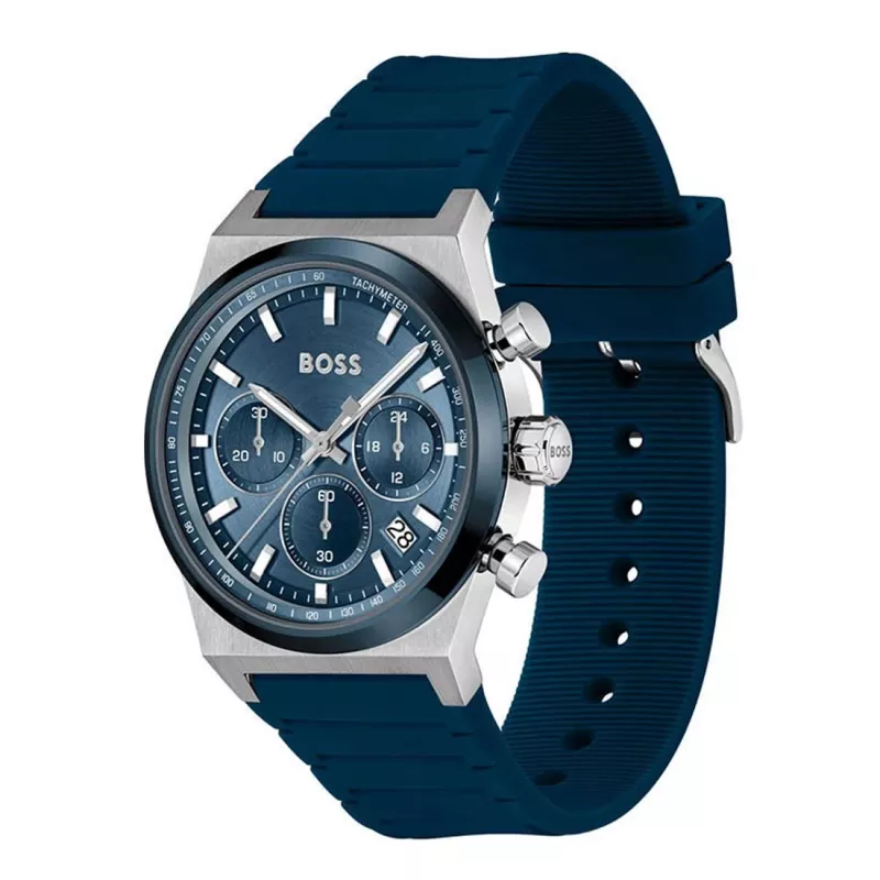 BOSS pánske hodinky 1514243 41mm nerezová oceľ modrý ciferník chronograph