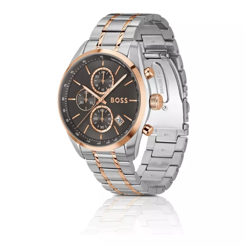 BOSS pánske hodinky 1514252 44mm quartz chronograf nehrdzavejúca oceľ silikón čierna
