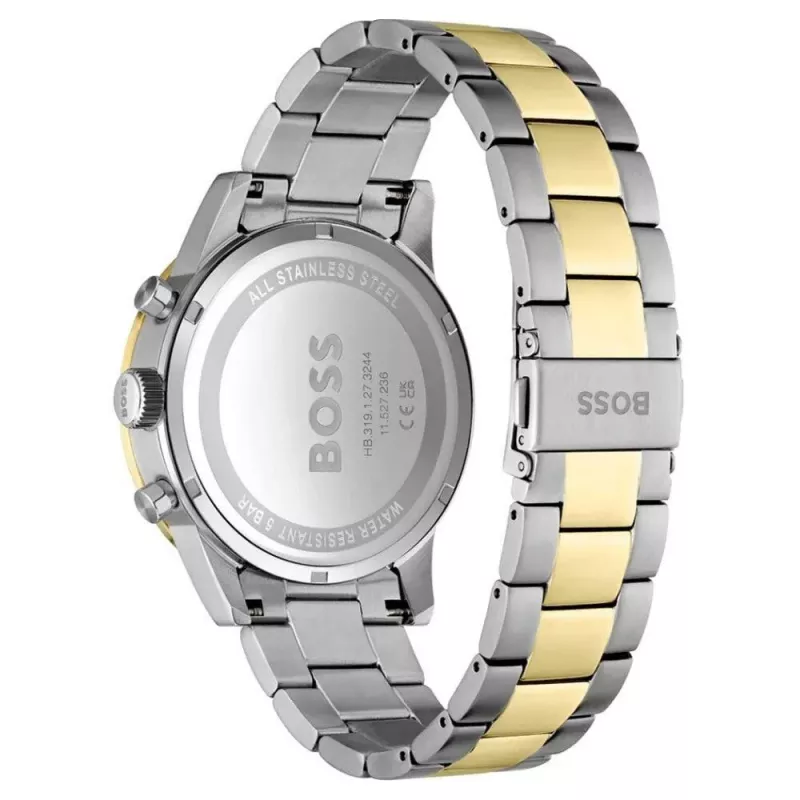 BOSS Skymaster Pánske Quartz chronografové hodinky 1514163 44mm Modrý ciferník Nerezová oceľ Mesh