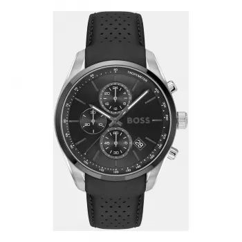 BOSS pánske hodinky 1514224 (44,5 mm) quartz chronograf modrý ciferník hnedý kožený remienok