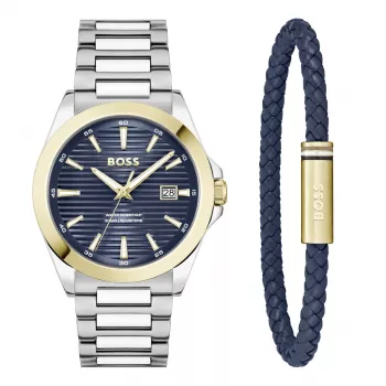 BOSS Watch Man 1570191 (41mm) Pilot Edition quartz nerezová oceľ koža hnedá
