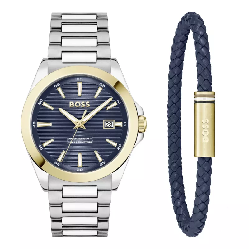 BOSS Watch Man 1570191 (41mm) Pilot Edition quartz nerezová oceľ koža hnedá