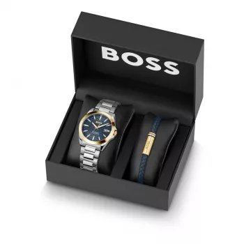 BOSS Watch Man 1570191 (41mm) Pilot Edition quartz nerezová oceľ koža hnedá