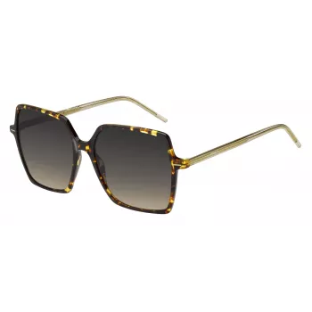 BOSS dámske slnečné okuliare BOSS1524SHJV hranaté havana acetátový rám sivé gradientové sklá 57mm