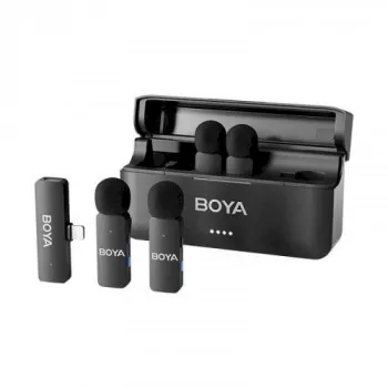 BOYA BY-V4D bezdrôtový mikrofónový systém so 4 vysielačmi a 1 Lightning prijímačom (čierny)