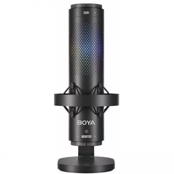 BOYA K9 káblový kondenzátorový mikrofón, omnidirekcionálny, potlačenie šumu, monitorovanie v reálnom čase, USB-A/USB-C, čierny