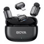 BOYA Mini 2-01 bezdrôtový mikrofónový systém 2,4 GHz s 2 vysielačmi a 2 prijímačmi (USB-C a Lightning) čierny