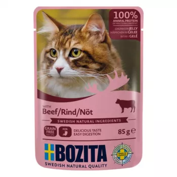 Bozita kúsky hovädzieho mäsa v želé mokré krmivo pre mačky 85 g