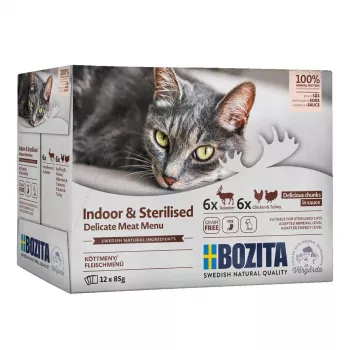 BOZITA Sterilised Pieces in Sauce with Meat Multibox - mokré krmivo pre mačky - 12 x 85 g