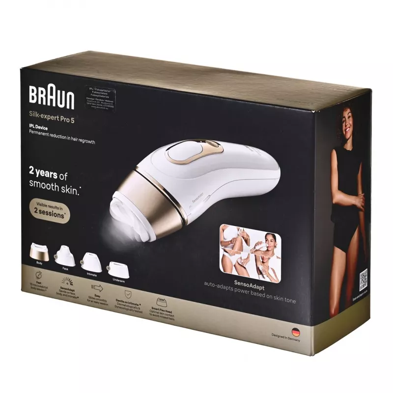 Braun IPL epilátor PL5431 so senzorom tónu pleti SensoAdapt, 400 000 zábleskov, 10 intenzít, káblový, biela