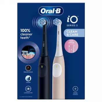 Braun Oral-B iO Series 2 elektrická zubná kefka Night Black/Calm Pink s druhou rukoväťou