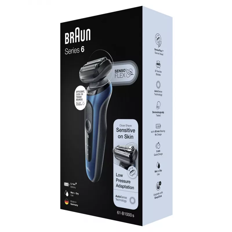 Braun Series 61 - B1000s elektrický holiaci strojček mokré & suché holenie modrý