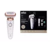 Braun Silk-épil 9 3D SES9-481 mokrý a suchý epilátor bezdrôtový so 40 pinzetami, SensoSmart, Smartlight, zastrihávač, biela/ružové zlato