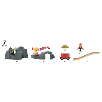 BRIO World žeriav a horský tunel drevená železnica sada