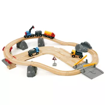 BRIO World cestná a koľajová súprava na nakladanie kameňa