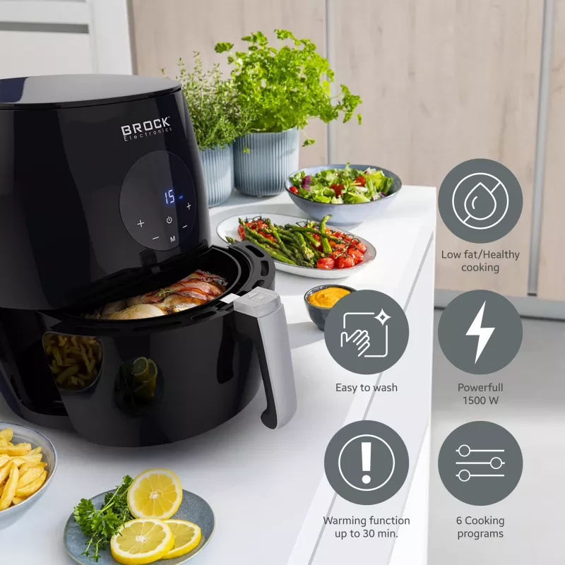 Brock AFD 3502 BK teplovzdušná fritéza 3,5L 1200W čierna