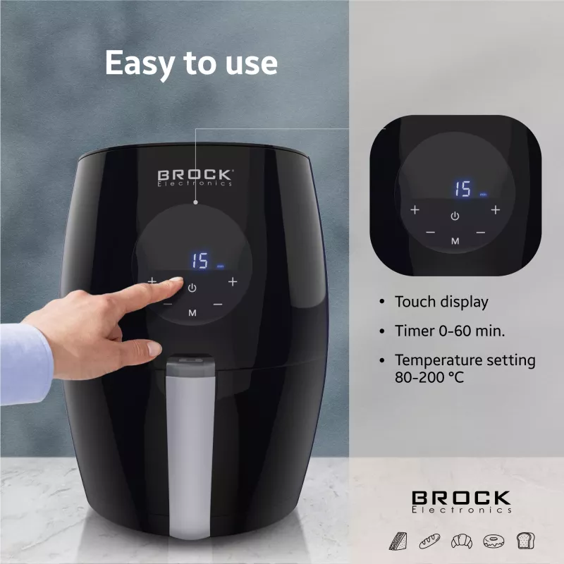 Brock AFD 3502 BK teplovzdušná fritéza 3,5L 1200W čierna