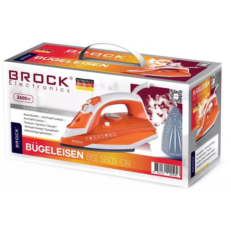 Brock BSI 5503 OR parná žehlička 2600W keramická žehliaca plocha oranžová