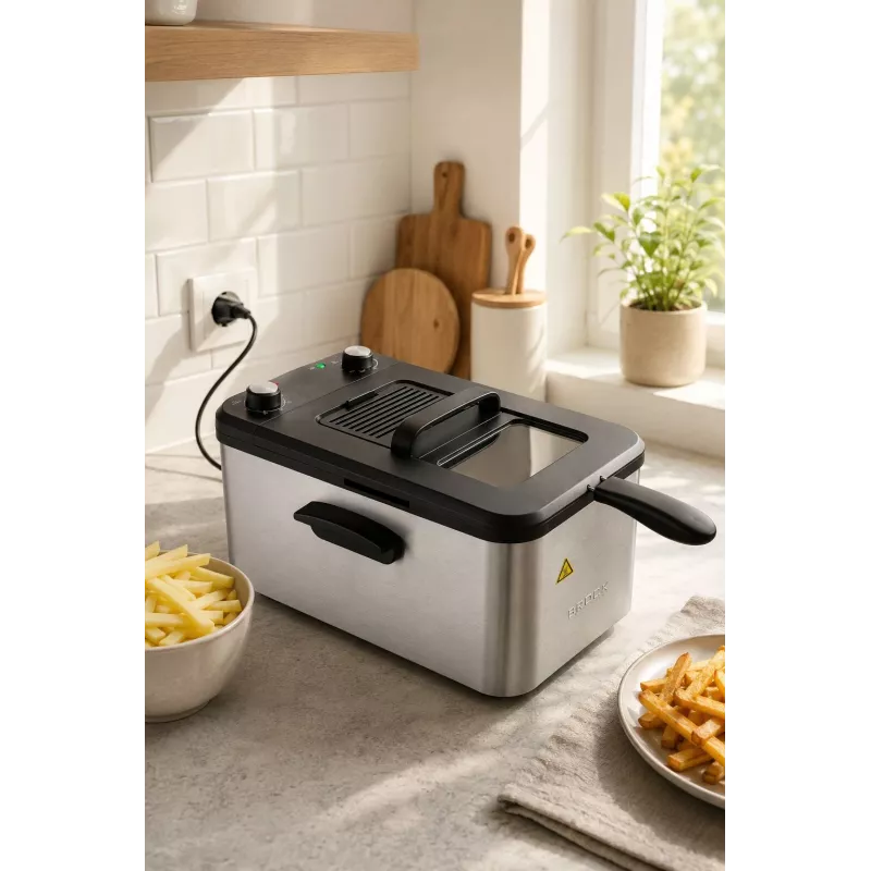 Brock DF 3001 SS fritéza 3,2L 2200W čierna/nehrdzavejúca oceľ