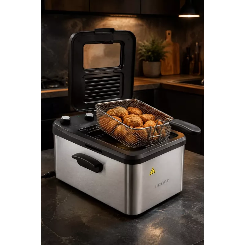 Brock DF 3001 SS fritéza 3,2L 2200W čierna/nehrdzavejúca oceľ