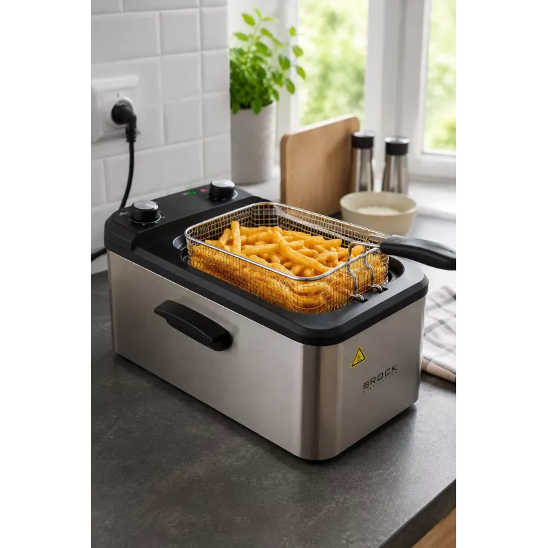 Brock DF 3001 SS fritéza 3,2L 2200W čierna/nehrdzavejúca oceľ