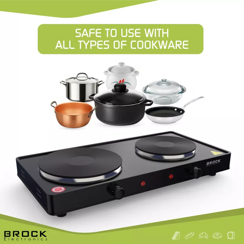 Brock EP 200 BK Dvojplatňový elektrický varič, 2500 W, čierny