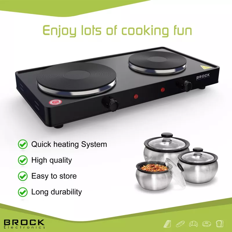 Brock EP 200 BK Dvojplatňový elektrický varič, 2500 W, čierny