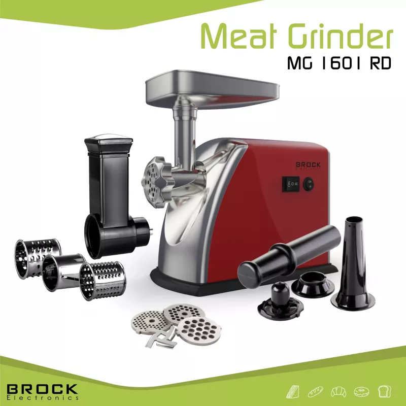 Brock MG 1601 RD mlynček na mäso 1400W, červená/oceľ