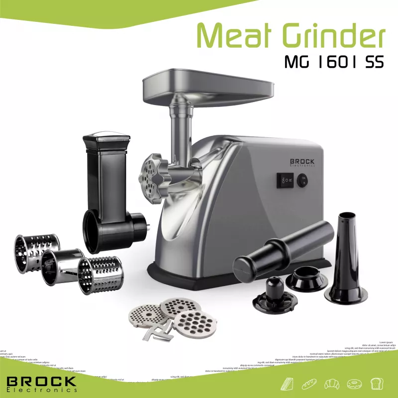 Brock MG 1601 SS mlynček na mäso 1400W, červená/oceľ