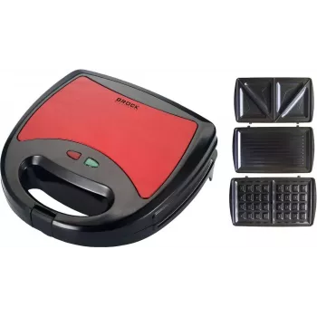 Brock SSM 2003 RD 3-in-1 sendvičovač, vaflovač a gril, 750 W, čierna/červená