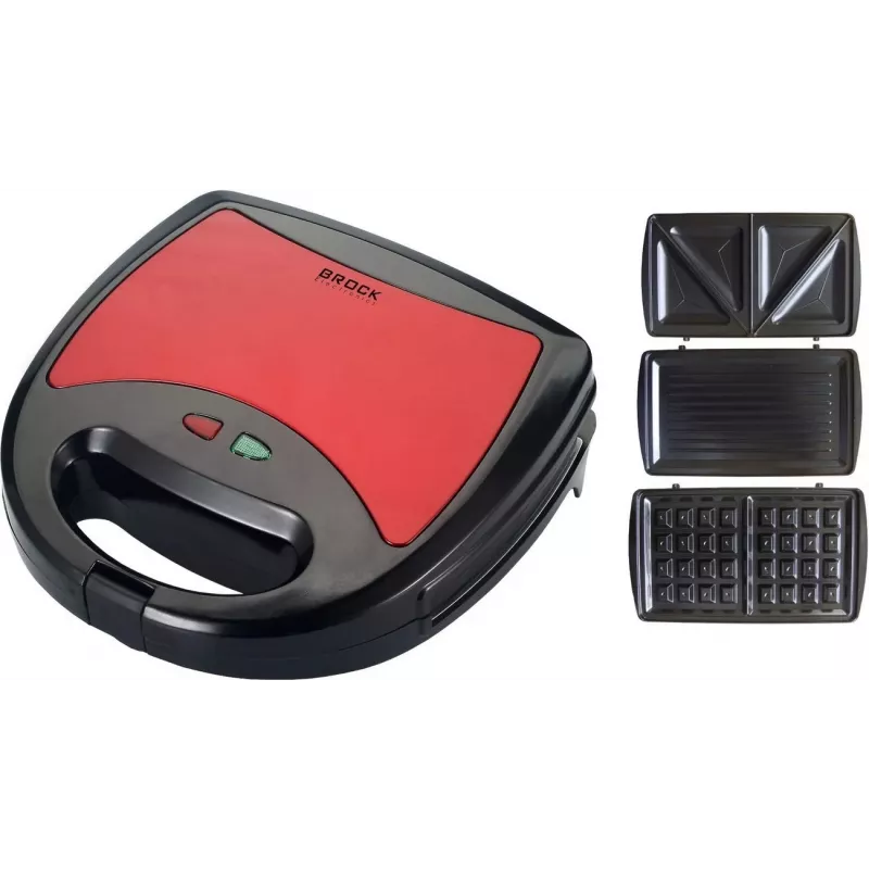 Brock SSM 2003 RD 3-in-1 sendvičovač, vaflovač a gril, 750 W, čierna/červená