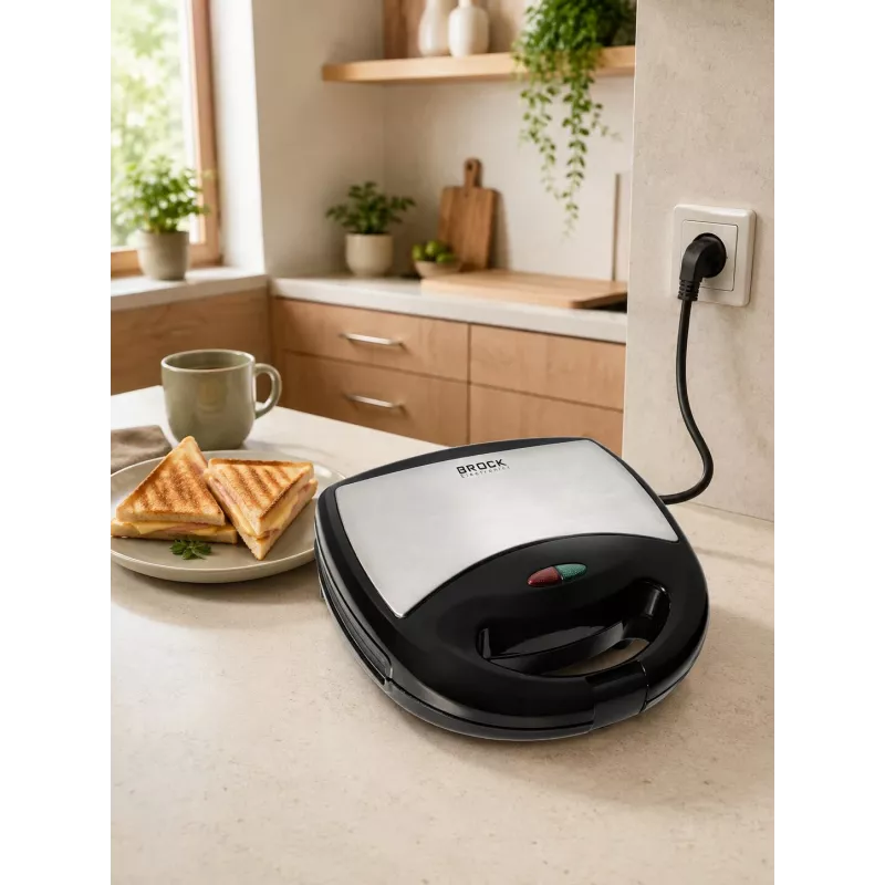 Brock SSM 2004 SS 3-in-1 sendvičovač, vaflovač a orechovač, 750W, čierna/nehrdzavejúca oceľ