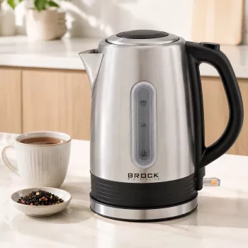 Brock WK 9903 SS Elektrická rýchlovarná kanvica 1,7L 2200W čierna/nehrdzavejúca oceľ s 360° základňou