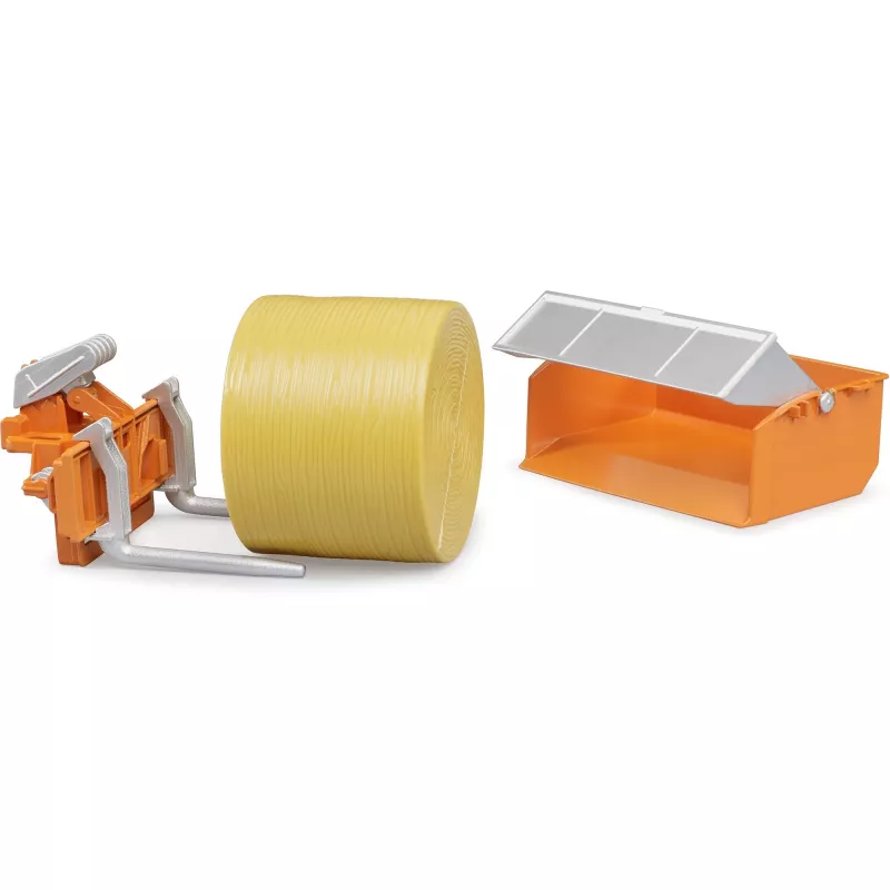 BRUDER 02353 trojstranný sklápač s nákladným boxom a vidlicami, mierka 1:16, zelený/sivý