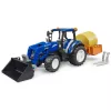 Traktor BRUDER New Holland T5.120 s predným nakladačom, nákladným boxom a vidlicami 1:16
